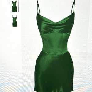 Heiress Beverly Hills emerald green corset satin slip dress. Never worn